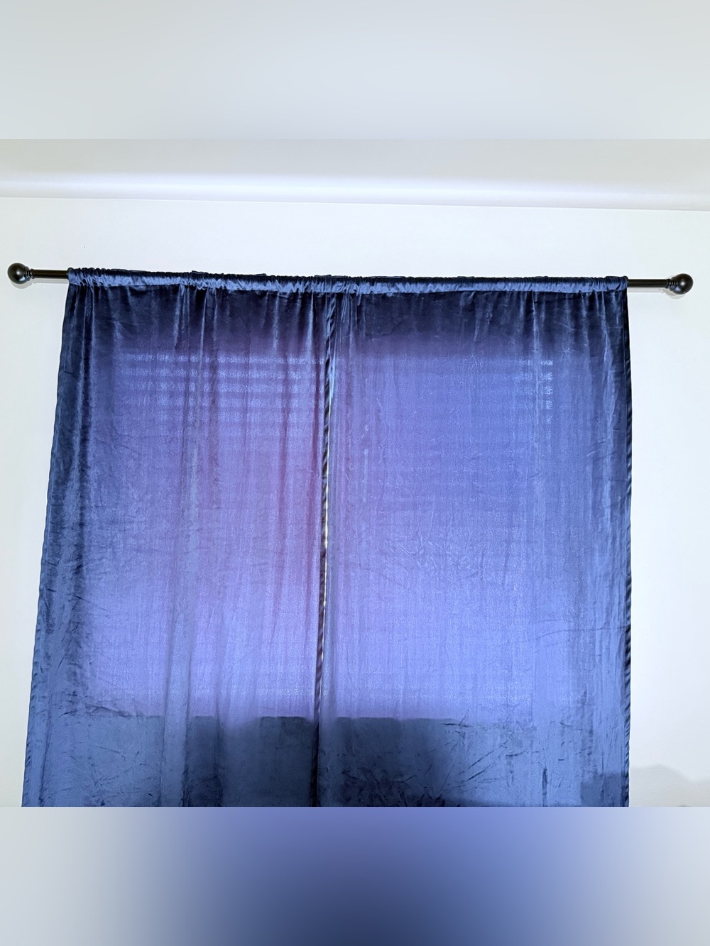 Blue Velvet Window Curtain - 2 Panels